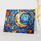 Vlekken glas kunst maan en sterren kaart (Gele Bloem)