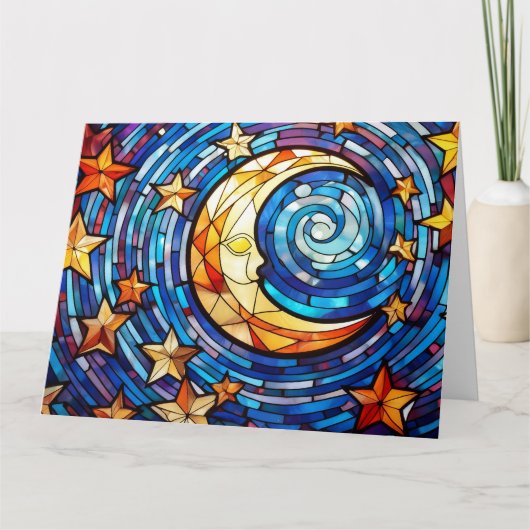 Vlekken glas kunst maan en sterren kaart (Voorkant)