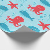 Vlekken van blauwe rode Zeeen, met een klauw, kwal Cadeaupapier (Hoek)