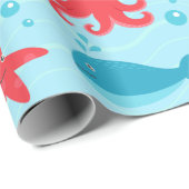 Vlekken van blauwe rode Zeeen, met een klauw, kwal Cadeaupapier (Rol Hoek)