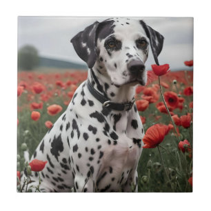 **"Vlekken van vreugde: Dalmatiër in een veld met Tegeltje