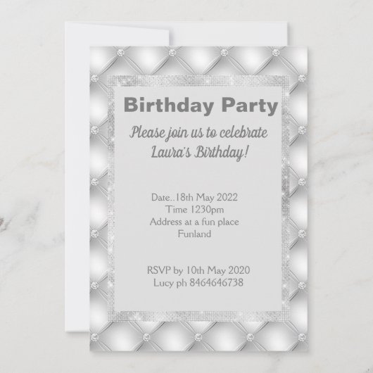 vlekparels elegant verjaarzilver kaart (Achterkant)