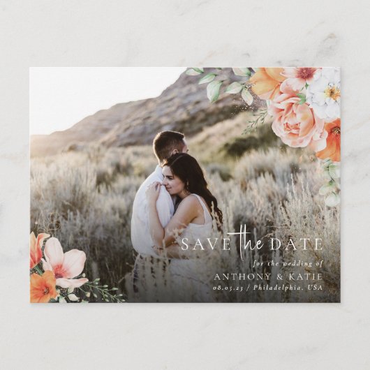 Vlentepauzale bruiloft Sparen de Foto van de Datum Aankondigingskaart (Voorkant)