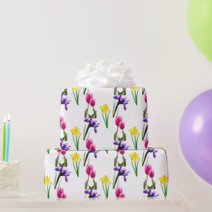 Vlenteseizoen bloemen Tulp Irises Daffodils Craft Cadeaupapier
