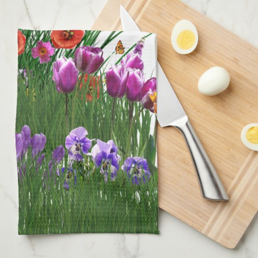 Vlentesvlinderbloemtuin Theedoek (Quarter Fold)