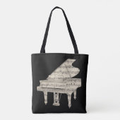 Vleugel en muzieknoten tote bag (Achterkant)