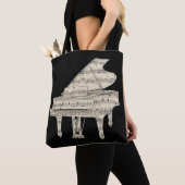 Vleugel en muzieknoten tote bag (Dichtbij)