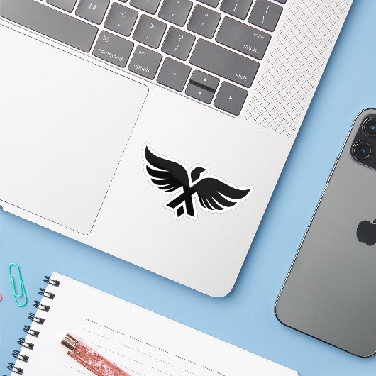 Vleugel Letter X Monogram Sticker (Laptop met iPhone)