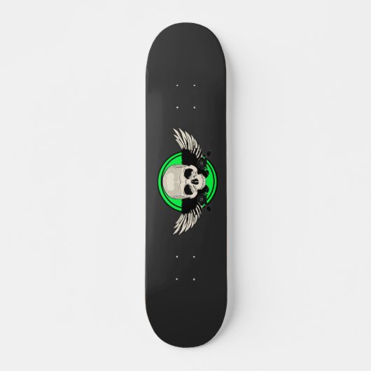 Vleugel Schedel - GROEN Persoonlijk Skateboard (Voorkant)