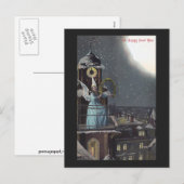 Vleugelgevleugelde vrouw op Clocktower Nieuwjaar Feestdagenkaart (Voorkant / Achterkant)