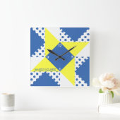 Vleugelig Vierkant- Blauw & Geel Vierkante Klok (Huis)
