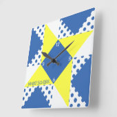 Vleugelig Vierkant- Blauw & Geel Vierkante Klok (Hoek)