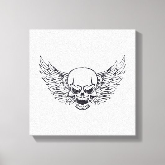 Vleugelige Schedel Canvas Afdruk (Voorkant)