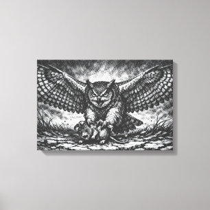 Vleugelige Uil Schildwacht door BurnsInHell Canvas Afdruk