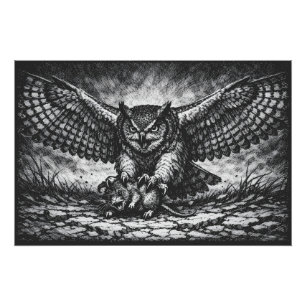 Vleugelige Uil Schildwacht door BurnsInHell Perfect Poster