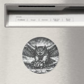 Vleugelige Uil Schildwacht van BurnsInHell Magneet (Insitu (Vaatwasser))