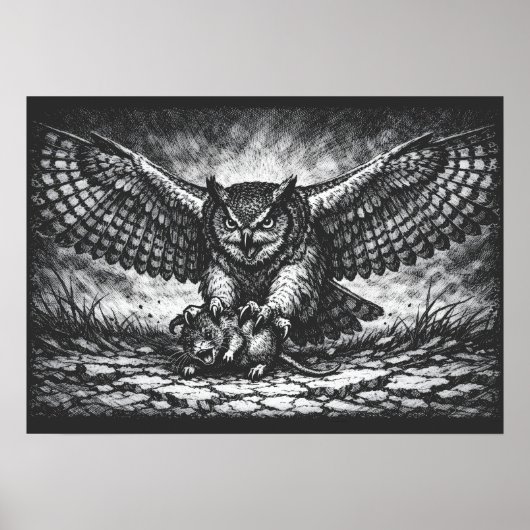 Vleugelige Uil Schildwacht van BurnsInHell Poster (Voorkant)