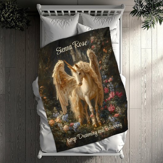 Vleugelpaard  Renaissance vergulde eenhoorn Fleece Deken