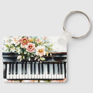Vleugelpiano Toetsen en Bloemen Sleutelhanger