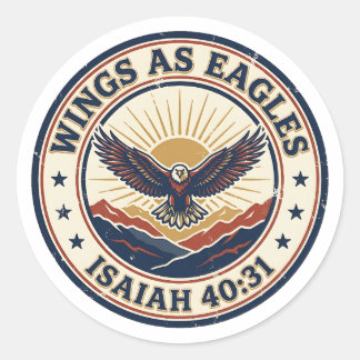 Vleugels als Adelaars Jesaja 40:31 Vintage Bijbel Ronde Sticker
