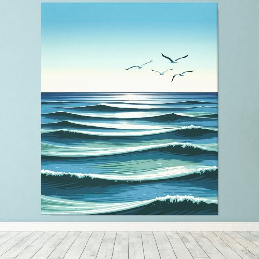 Vleugels boven de Golven Canvas Afdruk (Insitu (Houten vloer))