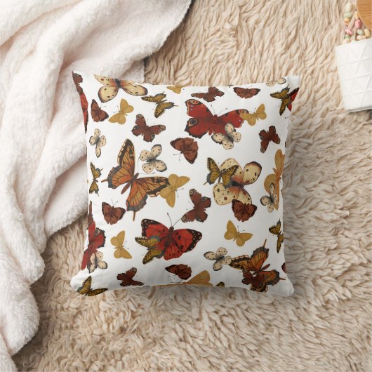 Vleugels die fluisteren – Vlinders op Wit Kussen (Deken)