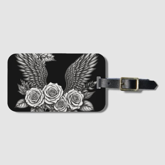 Vleugels met bloemen. Esthetische bloemenvleugels Bagagelabel (Voorkant (horizontaal))