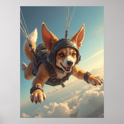 Vleugels, Oren En Kwispels In De Lucht Poster (Voorkant)