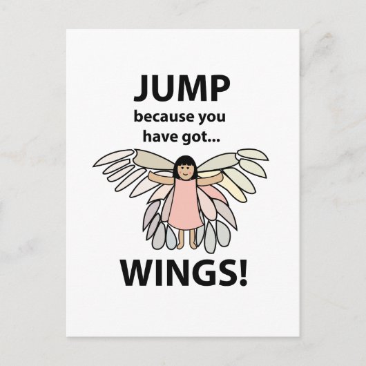 Vleugels springen omdat je vleugels hebt briefkaart (Voorkant)