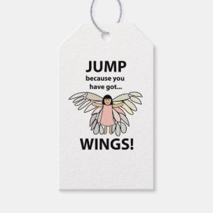 Vleugels springen omdat je vleugels hebt cadeaulabel