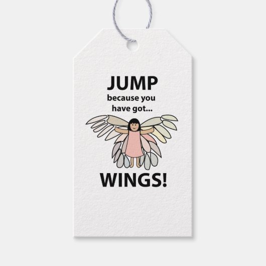 Vleugels springen omdat je vleugels hebt cadeaulabel (Voorkant)