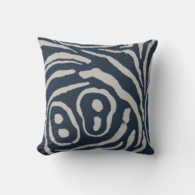 Vleugels van Echo Ink Blauw Driftwood Grijs Kussen (Voorkant)