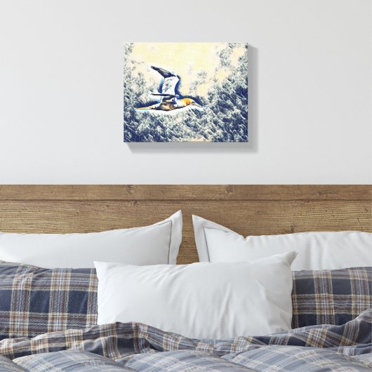 Vleugels van harmonie: vogels in de open lucht canvas afdruk (Insitu (Slaapkamer))