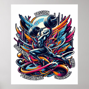 Vleugels van kracht, passie, kracht en doorzetting poster