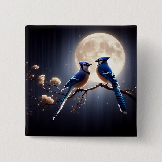 Vleugels van Moed – Levendige Blauwe Gaaien Vierkante Button 5,1 Cm (Voorkant)