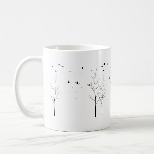 Vleugels van Tranquiliteit – Een Minimalistische N Koffiemok (Links)