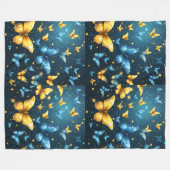 Vleugels van vreugde: Blauwe en gele vliegende vli Fleece Deken (Voorkant (Horizontaal))