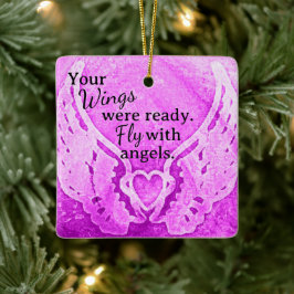 Vleugels waren klaar om te vliegen Angel Pink Phot Keramisch Ornament