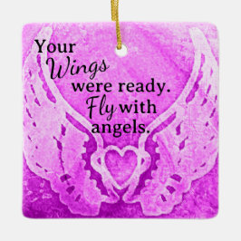 Vleugels waren klaar om te vliegen Angel Pink Phot Keramisch Ornament