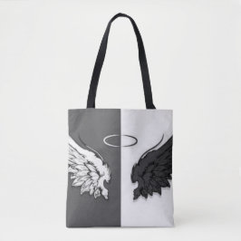 Vleugels zwart en wit tote bag