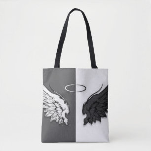 Vleugels zwart en wit tote bag