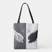 Vleugels zwart en wit tote bag (Achterkant)
