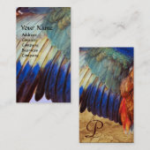 VLEUGELVEREN VAN EEN ROLLER ,ANTIEK PERKAMENTPAREL VISITEKAARTJE (Voorkant / Achterkant)