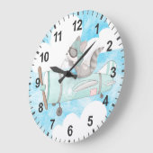 vleugelvliegtuig piloot wasbeer grote klok (Hoek)