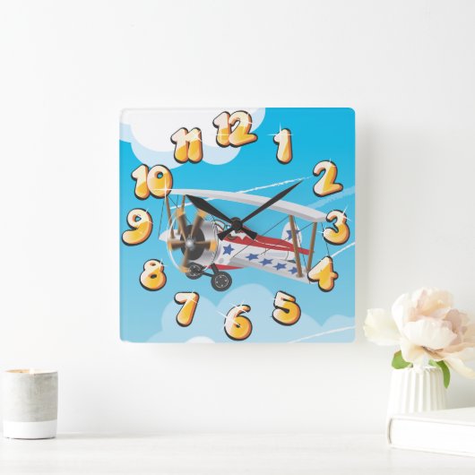 vleugelvliegtuigen vierkante klok (Huis)