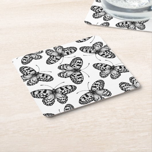Vleugelvlinderpatroon Kartonnen Onderzetters (Schuin)