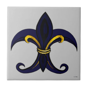Vleur de lis blue/gold tegeltje