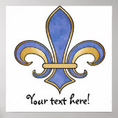 Vleur de Lis in vaste kleur - Donkerblauw Poster (Voorkant)