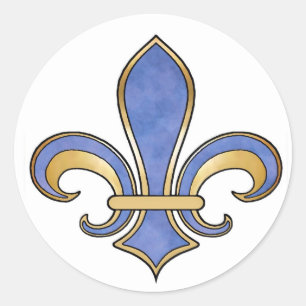 Vleur de Lis in vaste kleur - Donkerblauw Ronde Sticker