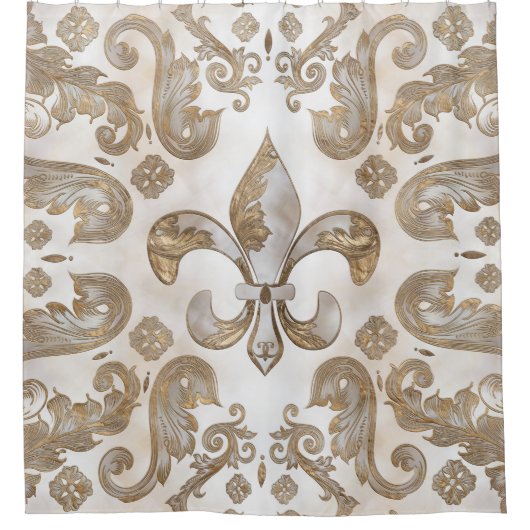 Vleur-de-lis luxe versiering - Moeder van parels Douchegordijn (Voorkant)